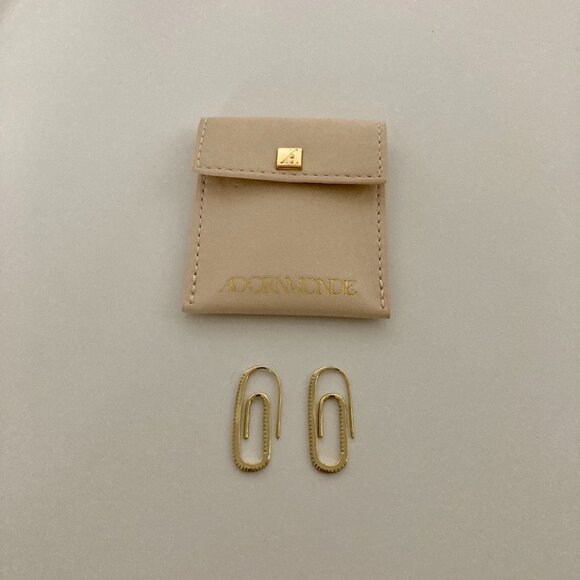 Adornmonde Paper Clip Pave Earrings, 14K Gold Plated Sterling Silver - Picture 5 of 8